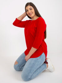 pol_pl_Czerwona-bawelniana-bluzka-plus-size-basic-z-rekawem-3-4-395363_1