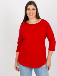 pol_pl_Czerwona-bawelniana-bluzka-plus-size-basic-z-rekawem-3-4-395363_3