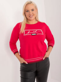 pol_pl_Czerwona-bluzka-plus-size-z-rekawem-3-4-408223_3